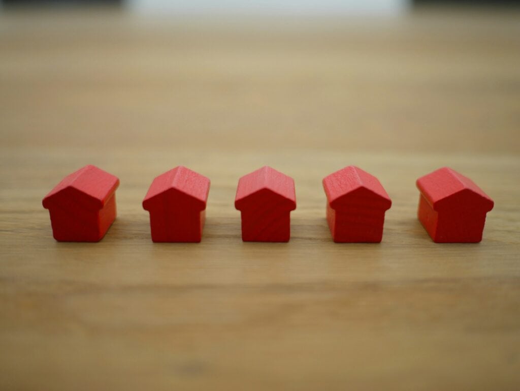 row of small red houses